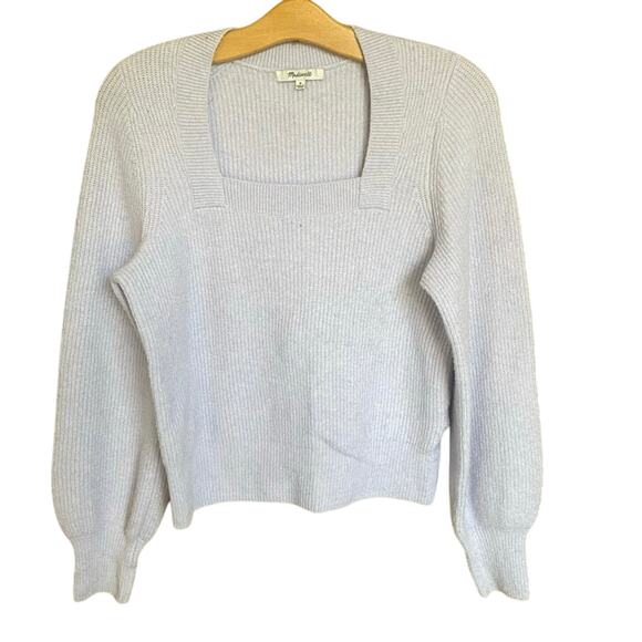 Madewell purple Lilac square Neck Sweater with Balloon Sleeves medium - Picture 1 of 8